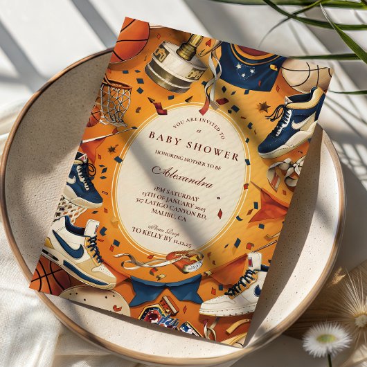 Game Day Vintage Basketball Baby Shower Einladung