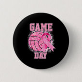 Game Day Volleyball Breast Cancer Awareness Nk Rib Button (Vorderseite)