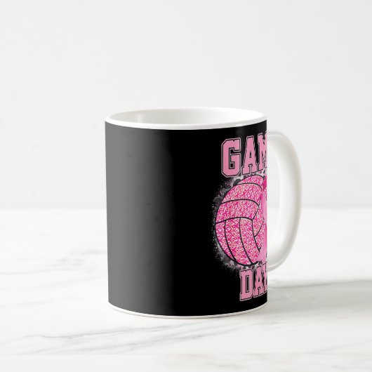Game Day Volleyball Breast Cancer Awareness Nk Rib Kaffeetasse (VorderseiteRechts)