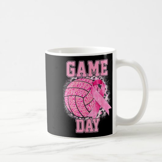 Game Day Volleyball Breast Cancer Awareness Nk Rib Kaffeetasse (Rechts)