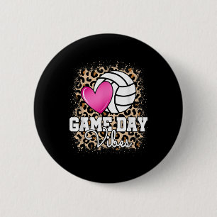 Game Day Volleyball Leopard Print Women Ladys Vol. Button