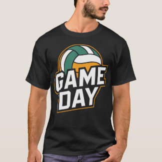 Game Day Volleyball Sport Farbige Weiß Grün T-Shirt