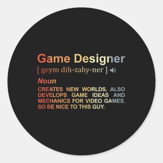 Game Designer Definition Game Programmierer Game D Runder Aufkleber (Vorderseite)