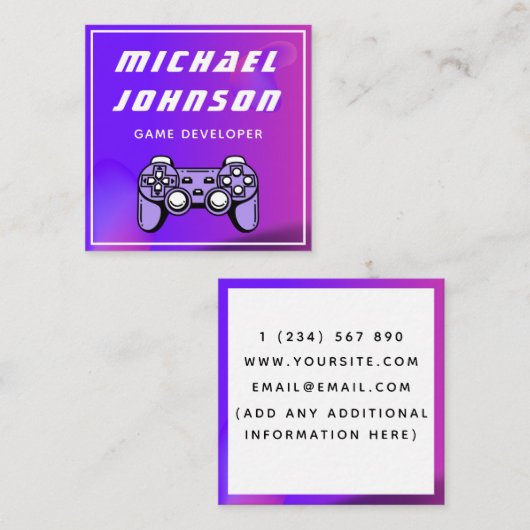 Game Developer Gamer Tester Futuristic Gaming Pink Quadratische Visitenkarte (Vorne/Hinten)