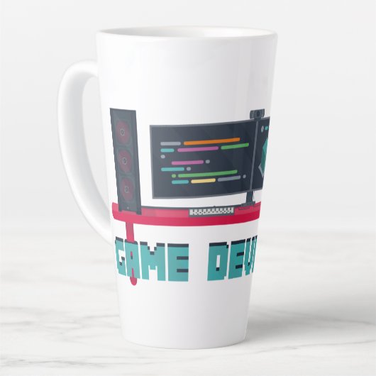 Game Developer Latte Mug - Blue Letters Milchtasse (Linke Ecke)