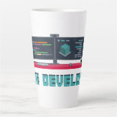 Game Developer Latte Mug - Blue Letters Milchtasse (Vorderseite)