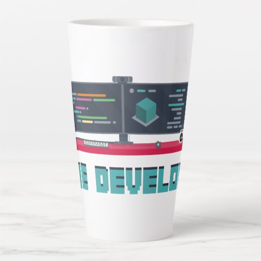 Game Developer Latte Mug - Blue Letters Milchtasse (Vorderseite)