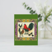 Game Fowl Flowframe Postkarte (Stehend Vorderseite)