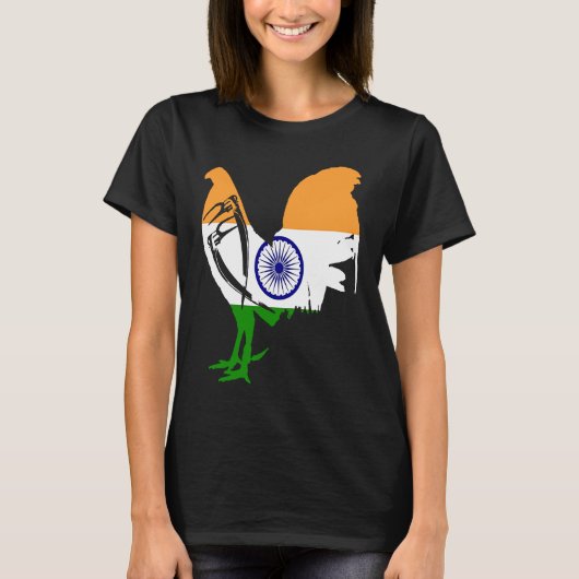 Game fowl India Indian flag gaff rooster Gamefowl T-Shirt (Vorderseite)