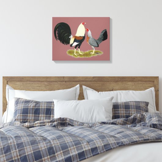 Game Fowl Pair Leinwanddruck (Insitu (Schlafzimmer))