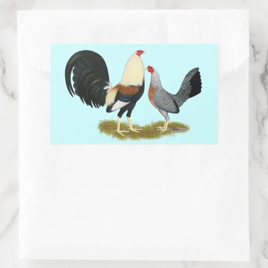 Game Fowl Pair Rechteckiger Aufkleber (Tasche)