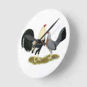 Game Fowl Pair Runde Wanduhr (Winkel)