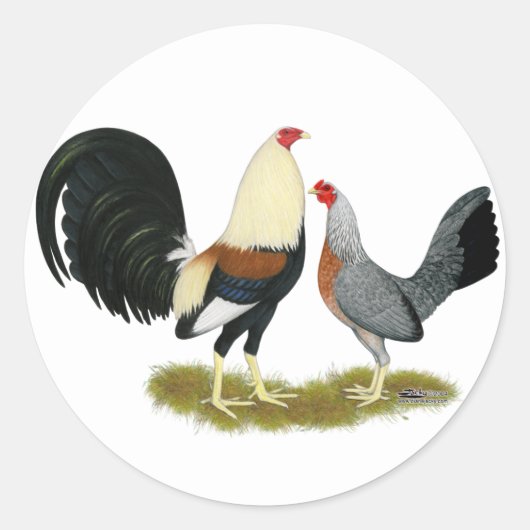 Game Fowl Pair Runder Aufkleber (Vorderseite)