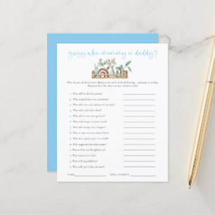 Game Guess Wer Mama Vater Blue Baby Dusche