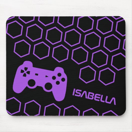 Game Hot Lila Gaming Personalisierter Name Mousepad (Vorne)