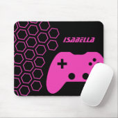 Game Hot Pink & Black Modern Personalisierter Name Mousepad (Mit Mouse)
