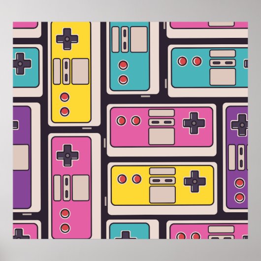 Game Joysticks Vintage Hintergrundbilder Poster (Vorne)