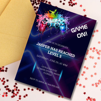 Game Level Up Gamer Geburtstag Einladung