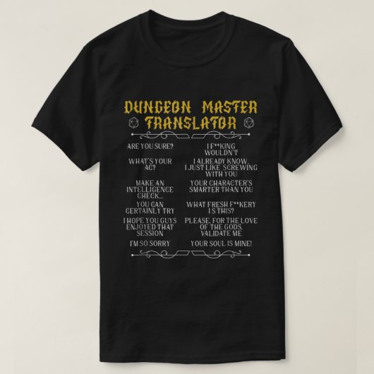 Game Master Translator RPG Tabletop Humor Tee (Design vorne)