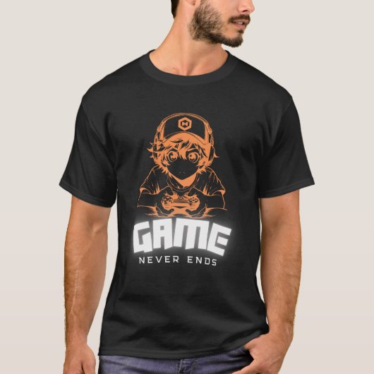 Game Never Ends Gamer Art Tee (Vorderseite)