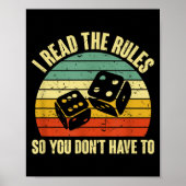 Game Night Adults Funny Board Games I Read The Rul Poster (Vorne)
