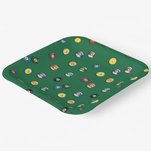 Game Night Billiard Pool Party Pappteller (Gewinkelt)