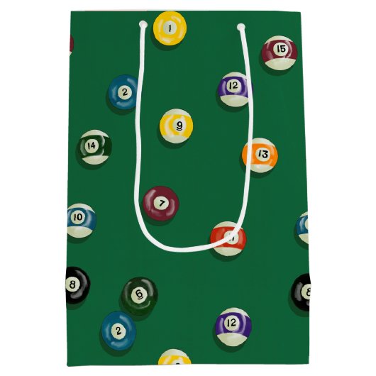 Game Night Birthday Billiard Billard Pool Table Mittlere Geschenktüte (Rückseite)