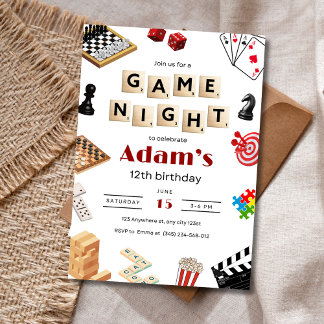 Game Night Birthday Einladung, Board Game Night Einladung