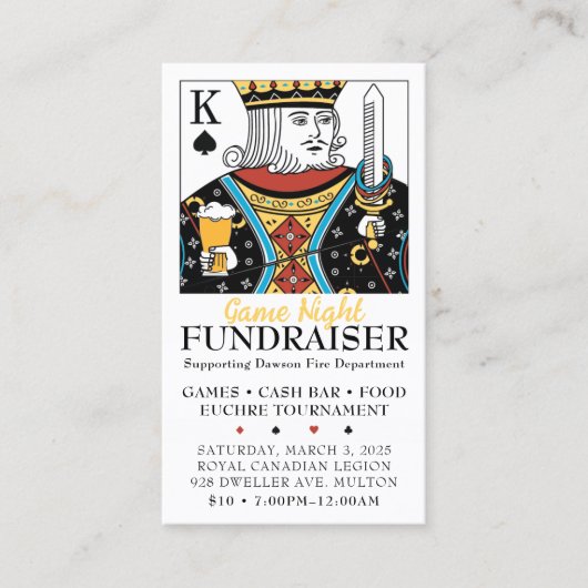 Game Night Fundraiser Tickets Euchre Turnier (Vorderseite)