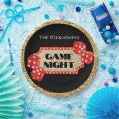 Game Night Glitzer Marquee Sign auf Black Pappteller (Party)