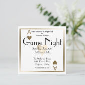 Game Night Gold Ace of Hearts Einladung (Stehend Vorderseite)