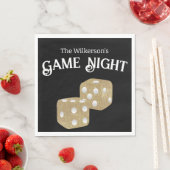 Game Night Gold Glitzer Würfel auf schwarz Serviette (Beispiel)