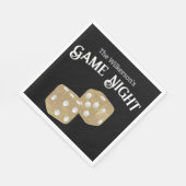 Game Night Gold Glitzer Würfel auf schwarz Serviette (Ecke)