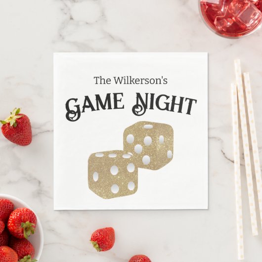 Game Night Gold Glitzer Würfel Serviette (Beispiel)