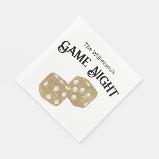 Game Night Gold Glitzer Würfel Serviette (Ecke)