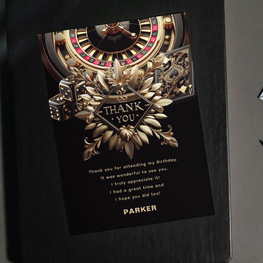 Game Night Partys Black Gold Custom Dankeskarte