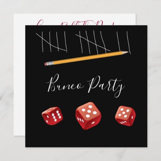 Game Night Red Dice Bunco Dice Party Einladung (Vorne/Hinten)