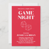 Game Night Red Retro Schriftart Dices Couples Dusc Einladung (Vorderseite)