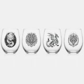 Game Night Unique Dragons 4 Personalize Text Weinglas Ohne Stiel (Hinten)