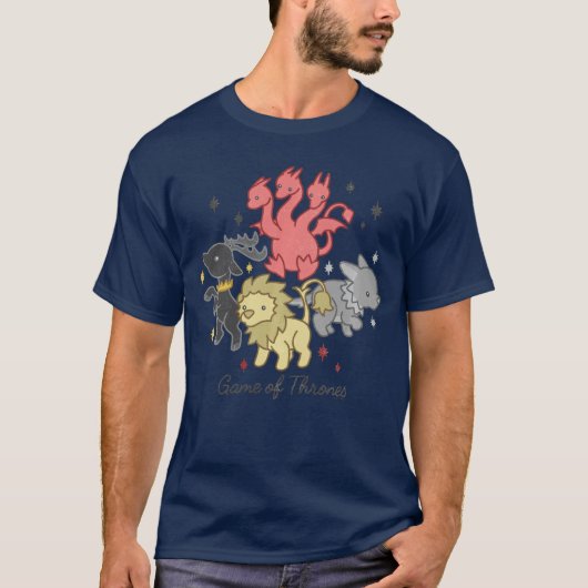 Game Of Thrones Drache Hirsch Löwe Direwolf Haus C T-Shirt (Vorderseite)