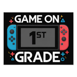 Game On 1. Klasse Zurück zur Schule Lustiger Gamer Fotodruck