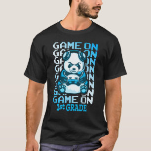 Game On 1. Klasse Zurück zur Schule Lustiger Panda T-Shirt