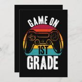 GAME ON 1st Grade Video Game School Student Einladung (Vorne/Hinten)