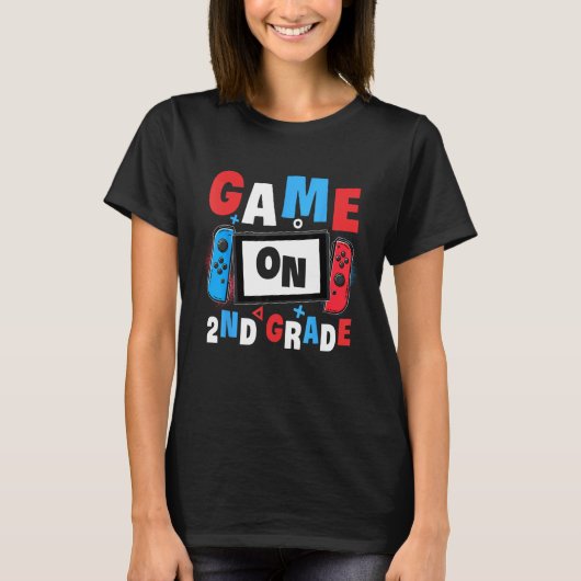 Game On 2nd Grade Gaming Gamer Back To School Stud T-Shirt (Vorderseite)