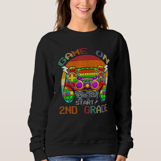 Game On 2nd Grade Second Grade Gamer Back to Schoo Sweatshirt (Vorderseite)