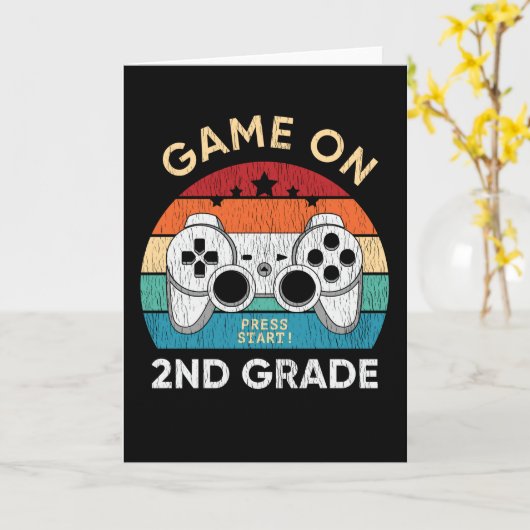 Game On 2nd Grade Video Game Back to School Gamer Karte (Gelbe Blume)