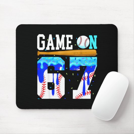 Game On 67 Baseball Drip Six Seven Meme 6 7 Birthd Mousepad (Mit Mouse)