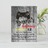 GAME ON...A Video Game Birthday Party Einladung (Stehend Vorderseite)