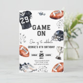 Game On American Football Birthday  Einladung (Stehend Vorderseite)