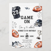 Game On American Football Birthday  Einladung (Vorne/Hinten)